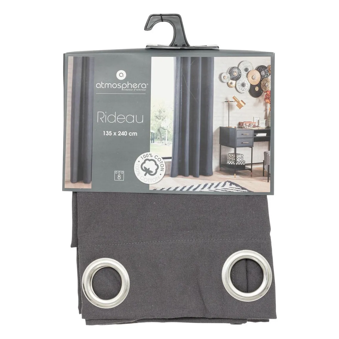 Rideau Coton Gris Foncé 135X240 | 3 Suisses