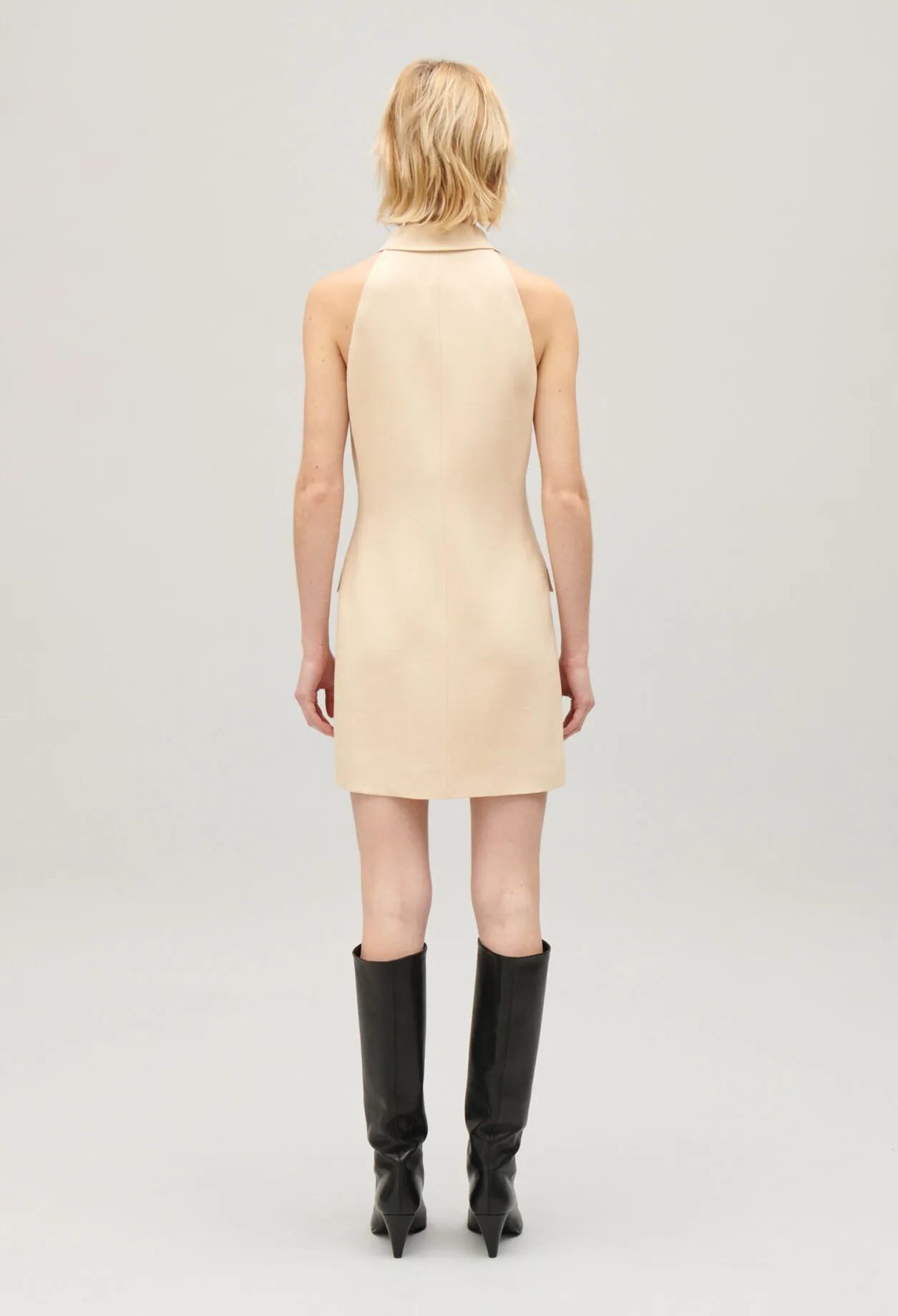Robe courte boutons beige | Claudie FR